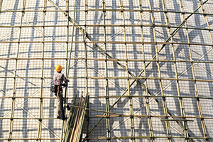 building a scaffold with bamboo