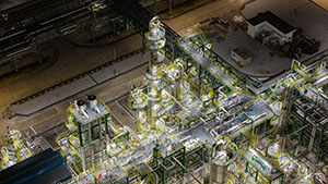 Illuminated Industrial Refinery at Night